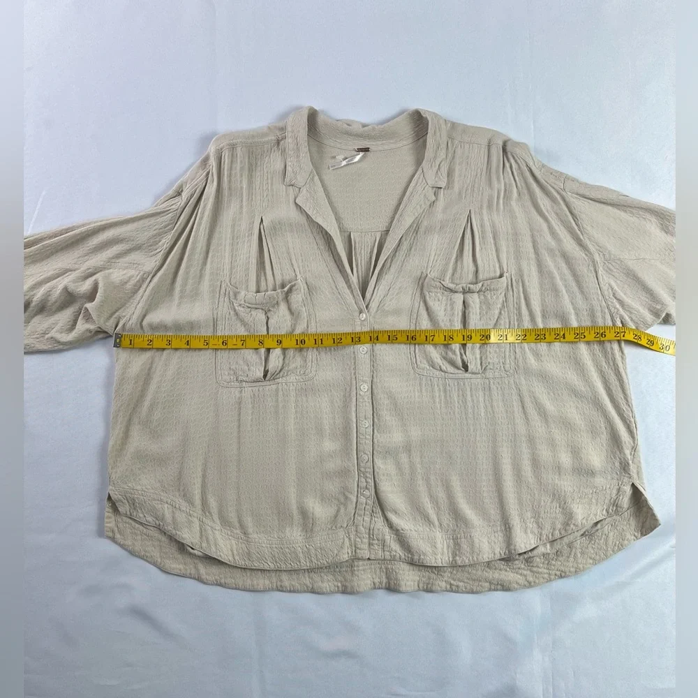 Free People Erin’s Jacquard Oversized Viscose Long Sleeve Button Down